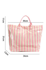 Glossy Striped Large Tote Bag: Pink Tan Stripe