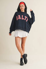 Salty Oversized Mock Neck Sweatshirt: Navy / L
