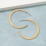 Bushed Texture Gold Hoop Earrings