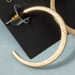 Bushed Texture Gold Hoop Earrings
