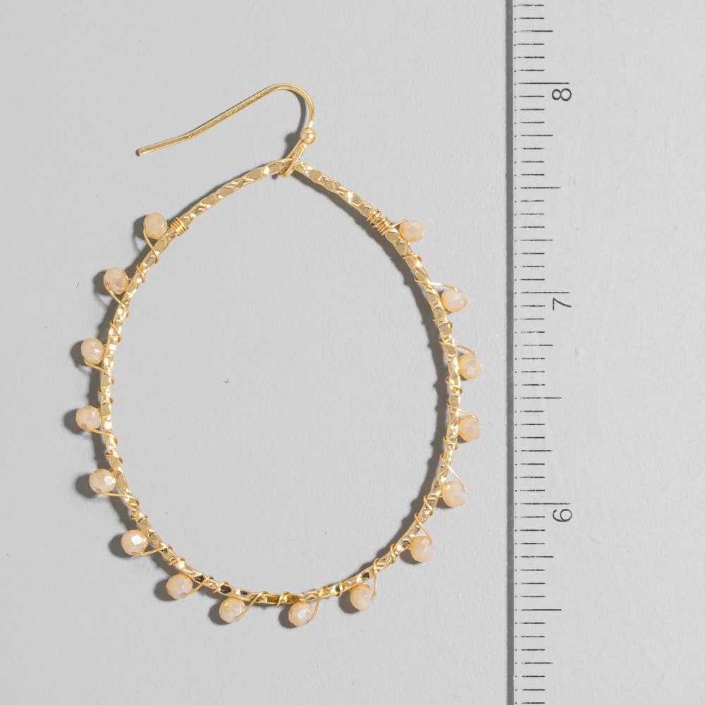 Faceted Glass Beaded Oval Dangle Earrings