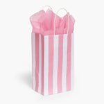 Pink Cabana Stripe Paper Gift Bags: 25 Pack / Rose 5.25x3.25x8.5"