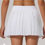 High Waist Pleated Tennis Skirt: Blue / L