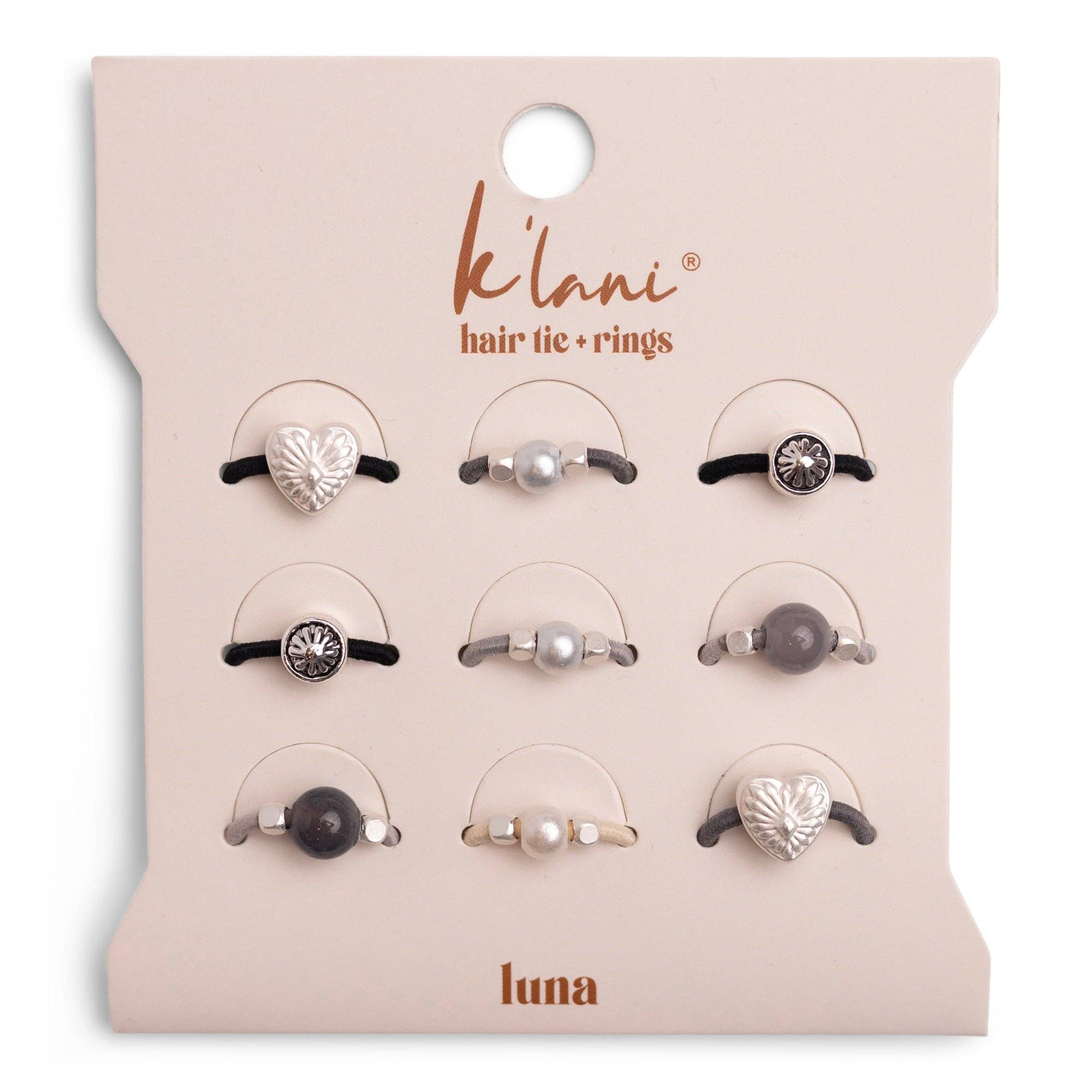 "Luna" Silver and Cool Tones Hair Tie Rings
