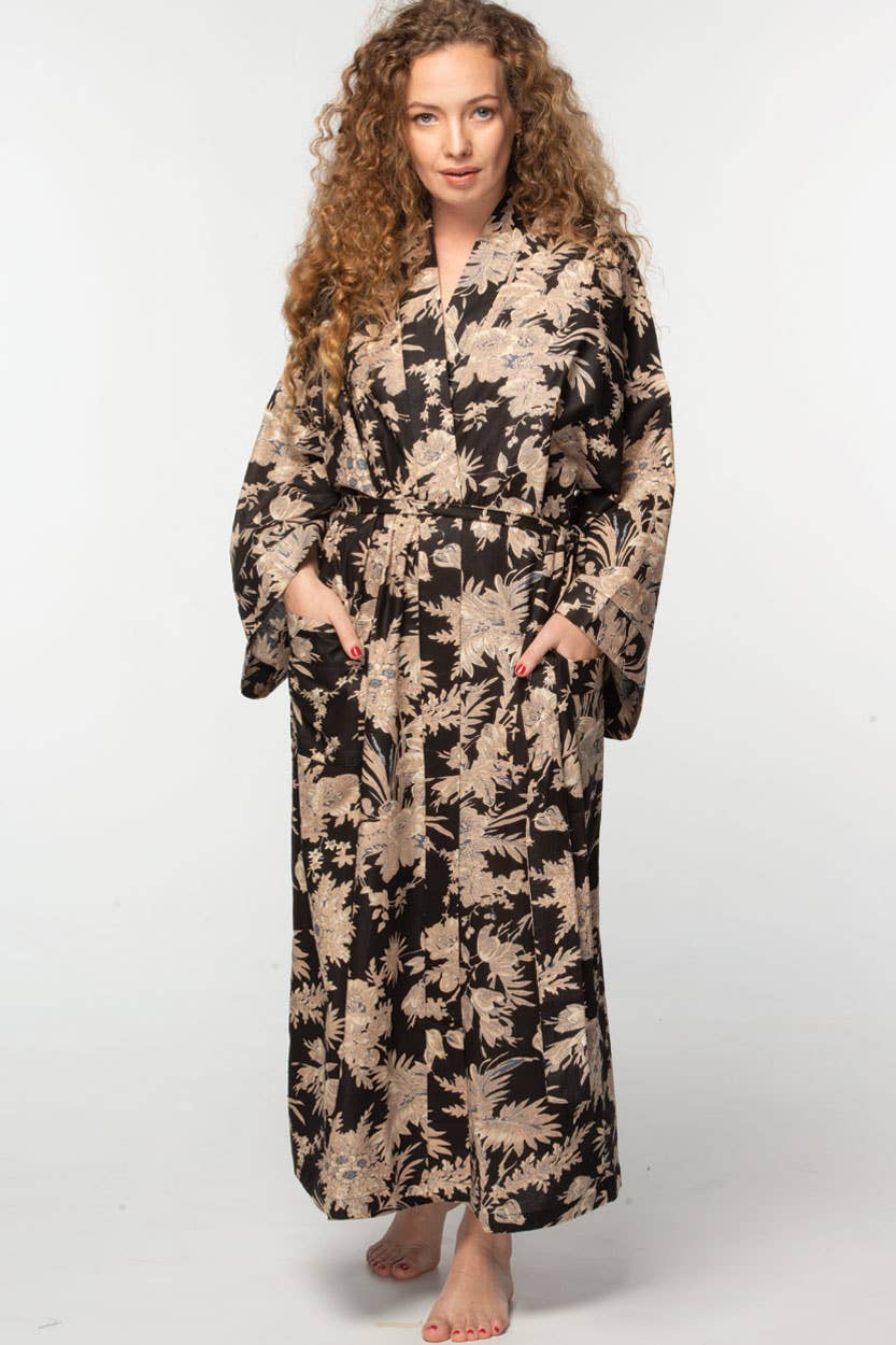 Rani Kimono Robes: Teal & Rose