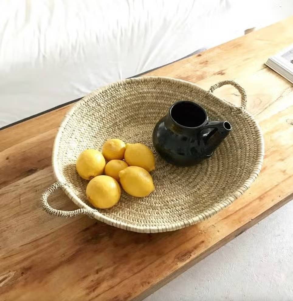 Natural Table Basket, MOROCCAN LARGE WOVEN PLATE: Medium