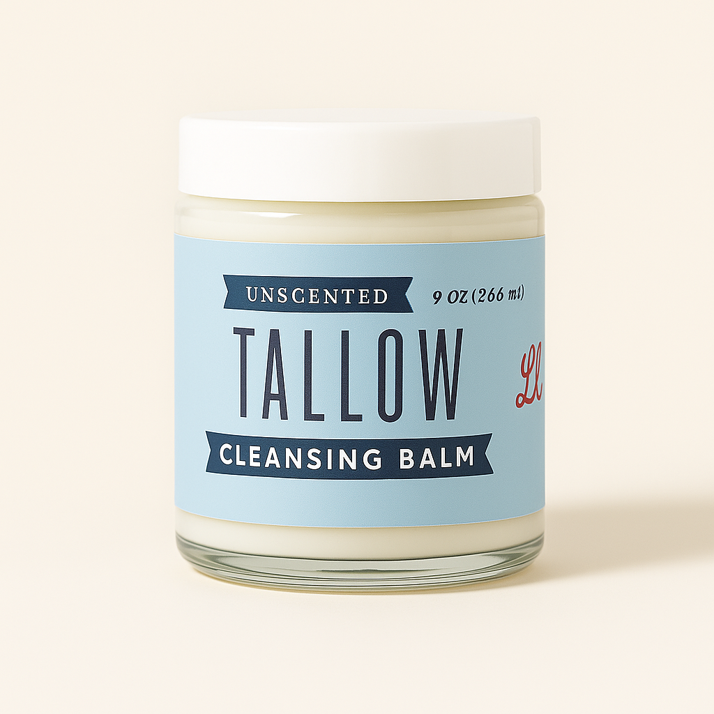 Unscented Tallow Cleansing Balm | Natural Makeup Remover & Deep Moisturizing Cleanser | Grass-Fed Beef Tallow with Castor Oil: 9oz