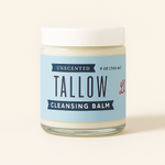 Unscented Tallow Cleansing Balm | Natural Makeup Remover & Deep Moisturizing Cleanser | Grass-Fed Beef Tallow with Castor Oil: 9oz