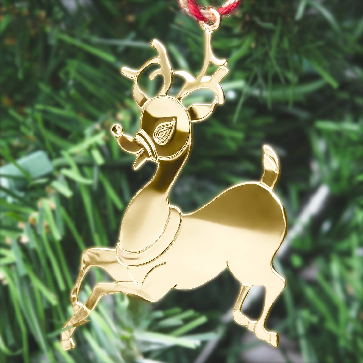 Goldtone Reindeer Christmas Tree Ornament