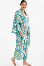 Lalita Block Print Kimono Robes: Indigo