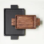 Black Wood Serving Tray With Handles - Large