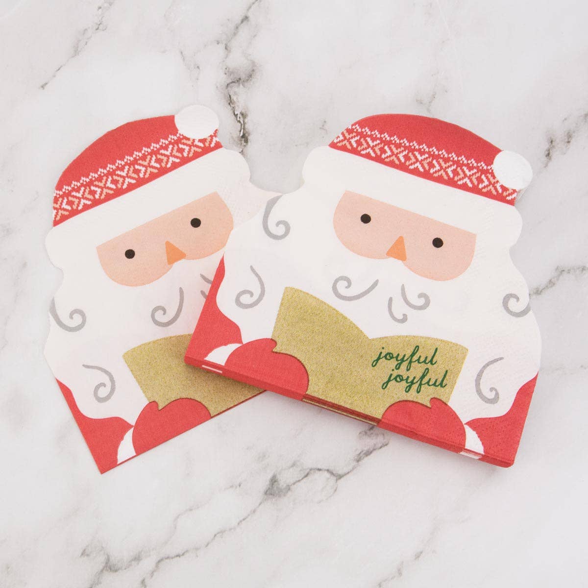 Santa Shaped Cocktail Napkins    Red/White   5x5
