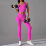 Women High Support Sports Bra Seamless Workout Yoga Set: Dark Blue / S