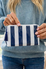 Striped Print Large Capacity Clear Makeup Bag: Red