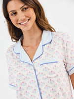 Women's Charlotte Pajama Shorts Set | Belle Blooms White: XS