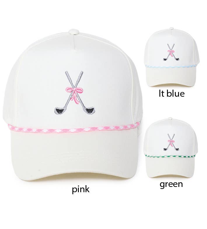 SPORTS GOLF CLUB Canvas 5 Panels Hat with Rope: Light Blue