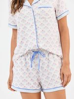 Women's Charlotte Pajama Shorts Set | Belle Blooms White: XS