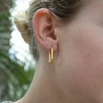 18K Gold PVD Rounded Rectangle Everyday Huggie Earrings: Gold