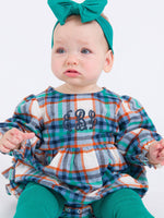 Baby Girls Peyton Plaid Woven Long Sleeve Bubble Romper: Multi-Color / 12-18m