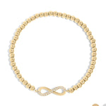 18K Gold Pvd Stainless Steel Stone Infinity Sign Metal Beaded Stretch Bracelet