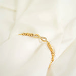 18K Gold Pvd Stainless Steel Stone Infinity Sign Metal Beaded Stretch Bracelet