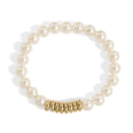 18K Gold Pvd 8mm Kiska Glass Pearl Stretch Bracelet