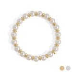 18K Gold Pvd 8mm Kiska Glass Pearl Stretch Bracelet