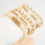 18K Gold Pvd 8mm Kiska Glass Pearl Stretch Bracelet