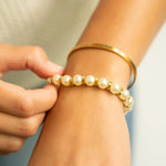 18K Gold Pvd 8mm Kiska Glass Pearl Stretch Bracelet