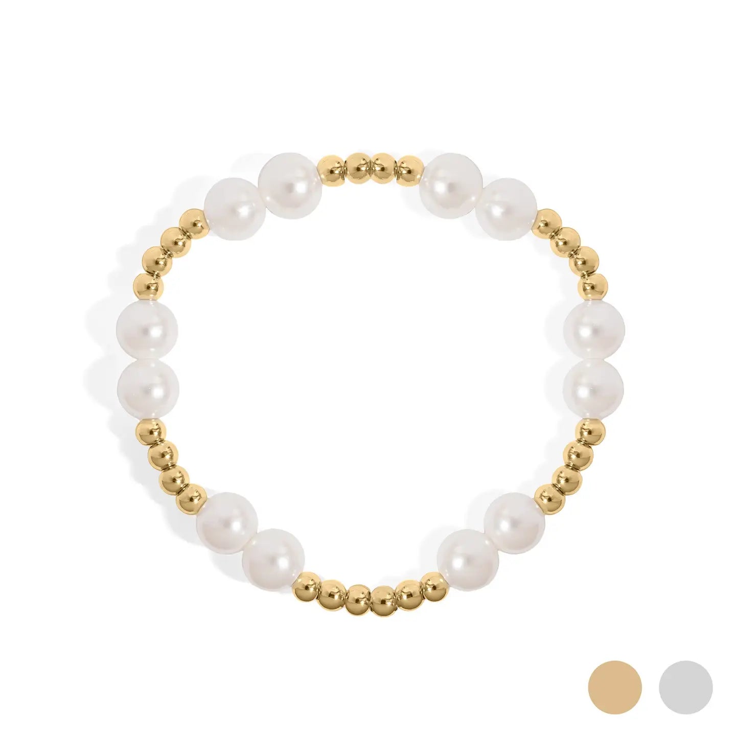 18K Gold Pvd 8mm Kiska Glass Pearl Stretch Bracelet