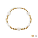 18K Gold Pvd 8mm Kiska Glass Pearl Stretch Bracelet