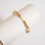 18K Gold Pvd 8mm Kiska Glass Pearl Stretch Bracelet