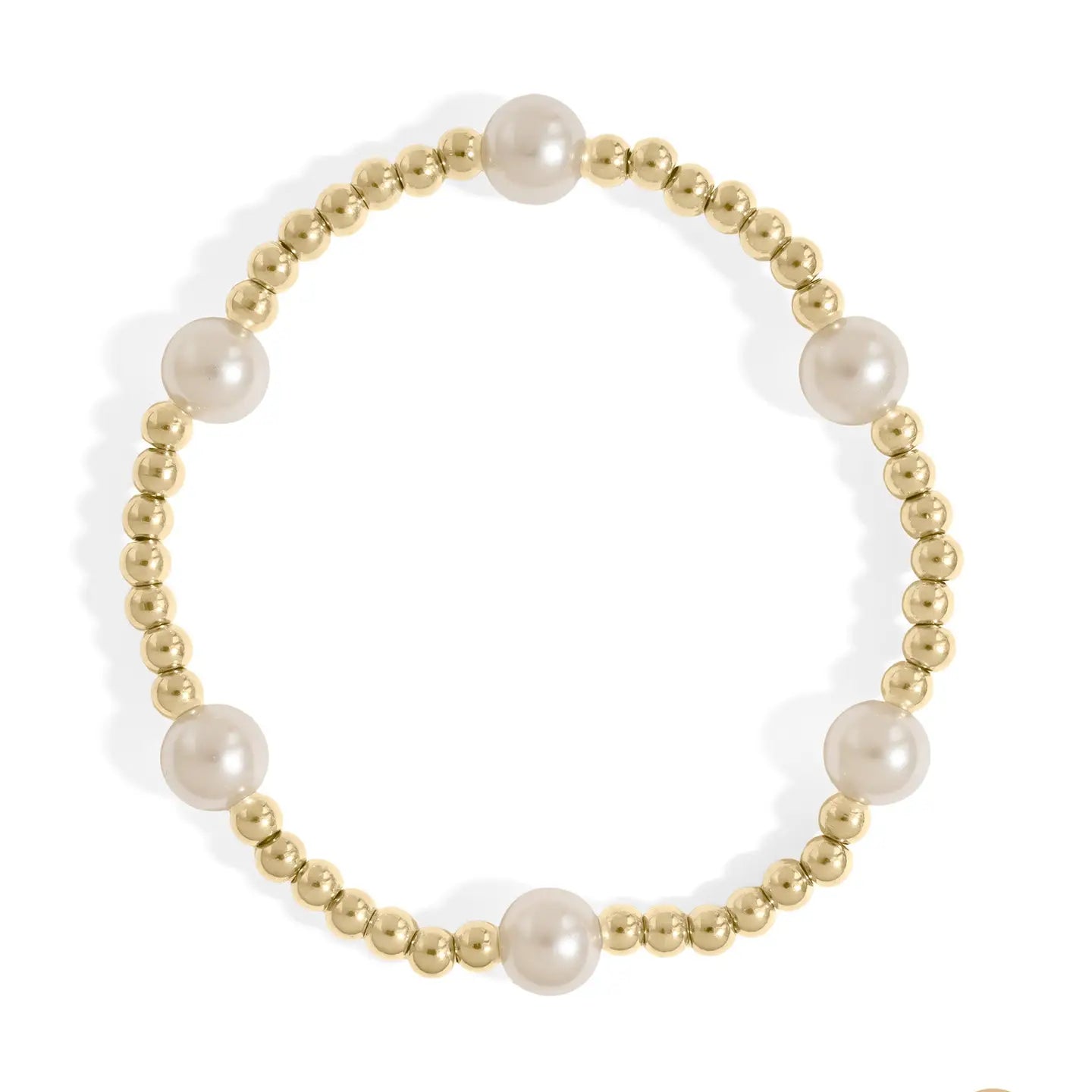 18K Gold Pvd 8mm Kiska Glass Pearl Stretch Bracelet