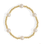 18K Gold Pvd 8mm Kiska Glass Pearl Stretch Bracelet