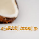 18K Gold Pvd 8mm Kiska Glass Pearl Stretch Bracelet