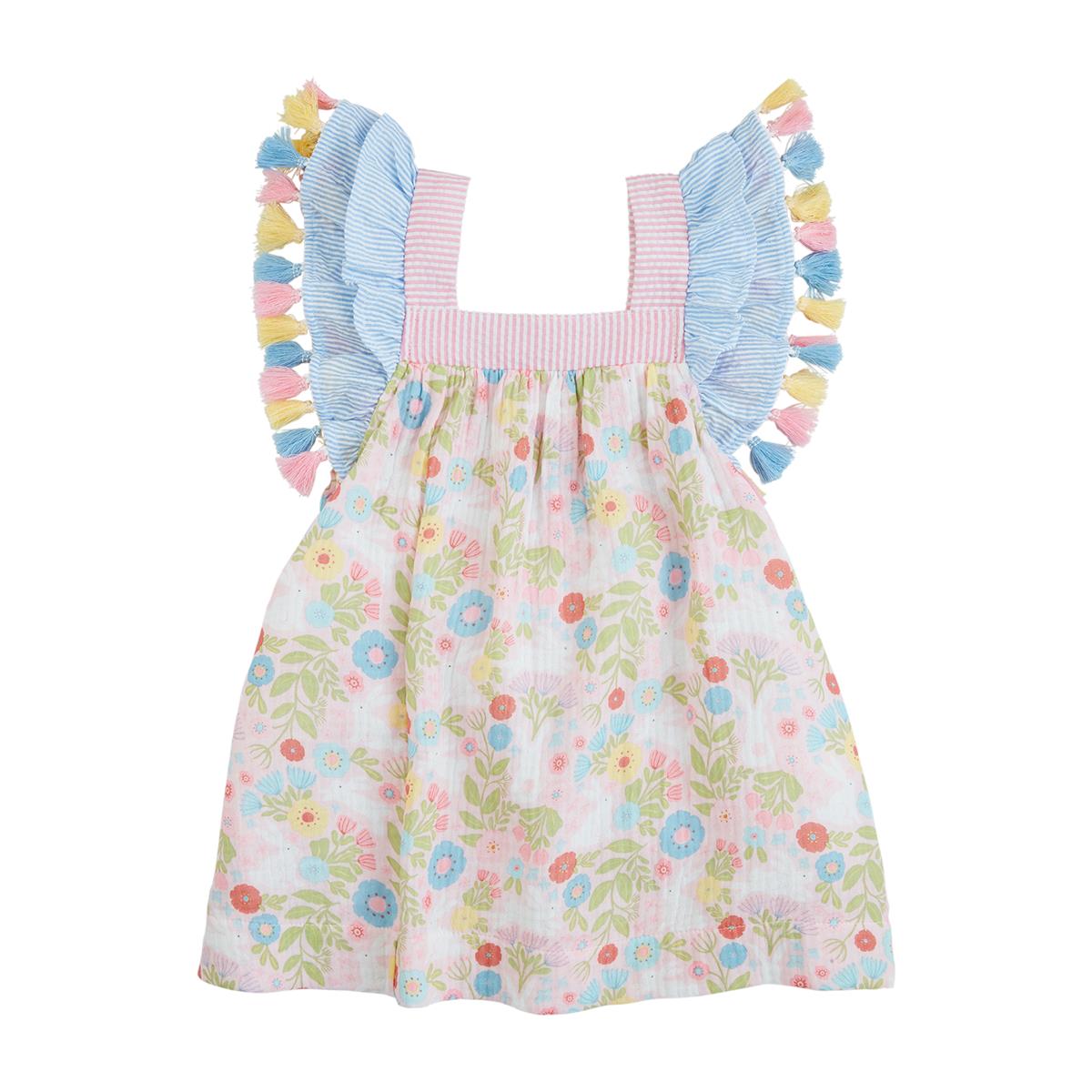MUD PIE Bunny Print Tassel Dress