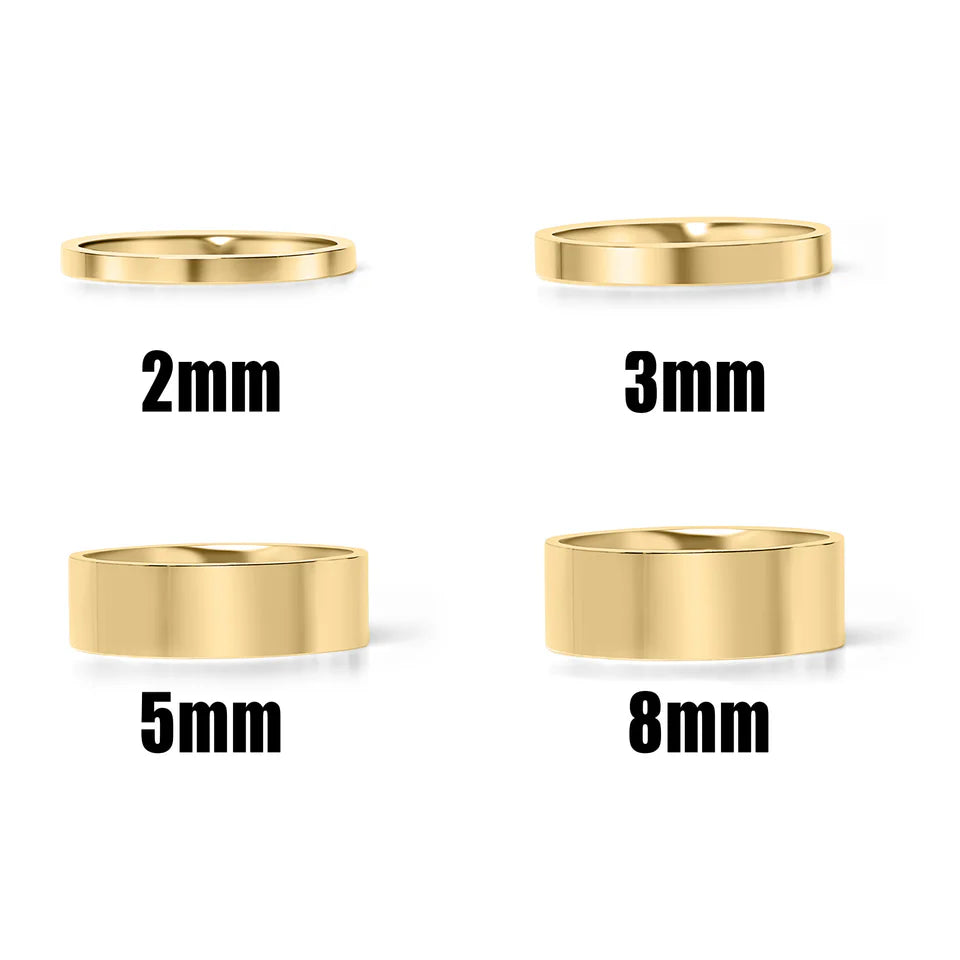 18K Gold Stainless Steel Blank Flat Band Ring - 8mm