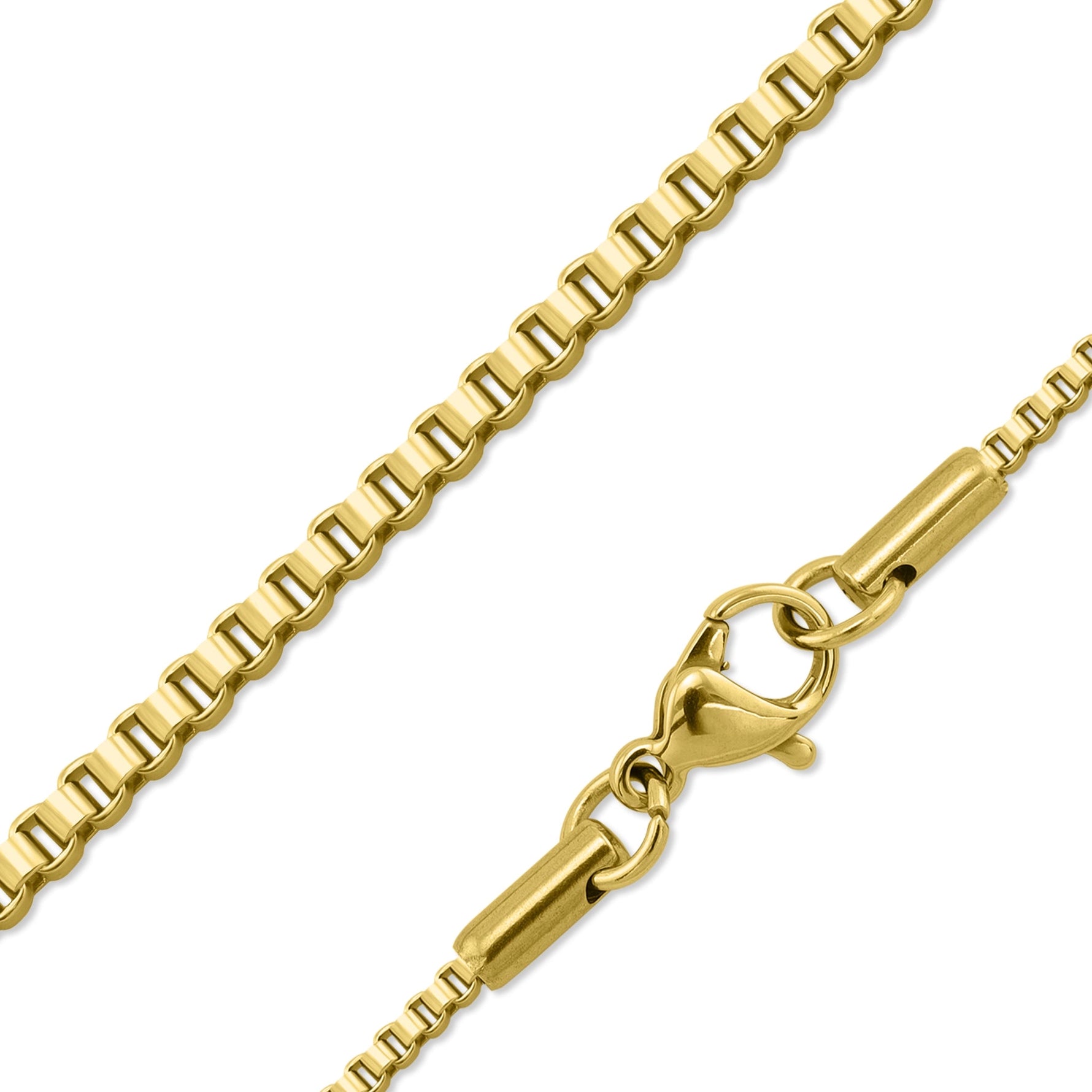 Gold Stainless Steel Pvd Coated 1.5mm Box Chain Necklace 16"