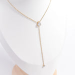 18K Gold Pvd Stainless Steel Teardrop Cz Lariat Necklace