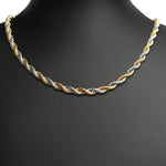 18K Gold Mixed Metal Pvd Coated Rope Chain Necklace 7mm 24"