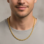 18K Gold PVD Stainless Steel Rope Chain Necklace 5mm 24"