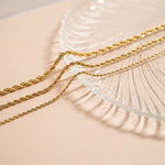 18K Gold PVD Stainless Steel Rope Chain Necklace 5mm 24"