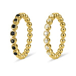 18K Gold PVD Stainless Steel Beaded CZ Stacking Ring