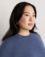 EMERALD COLLECTION Florida Mongolian Cashmere Crewneck Sweater in Heather Storm Blue Size XS