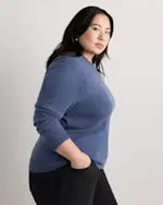 EMERALD COLLECTION Florida Mongolian Cashmere Crewneck Sweater in Heather Storm Blue Size XS
