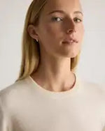 EMERALD COLLECTION Florida Mongolian Cashmere Crewneck Sweater in Ivory Size S