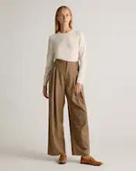 EMERALD COLLECTION Florida Mongolian Cashmere Crewneck Sweater in Ivory Size S