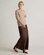 EMERALD COLLECTION Florida Mongolian Cashmere Crewneck Sweater in Oat Size M