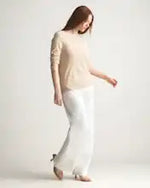 EMERALD COLLECTION Cotton & Cashmere Blend Crewneck Top in Oat Size M