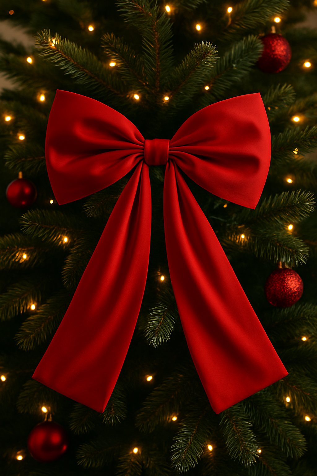 🎀 Red Satin Draping Bow – 24" Wide × 36" Tall